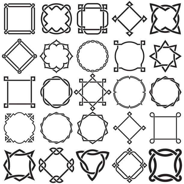 illustrations, cliparts, dessins animés et icônes de collection de cadres de bordure ornementale décoratifs de knotwork. idéal pour les conceptions d'étiquettes. - celtic knotwork