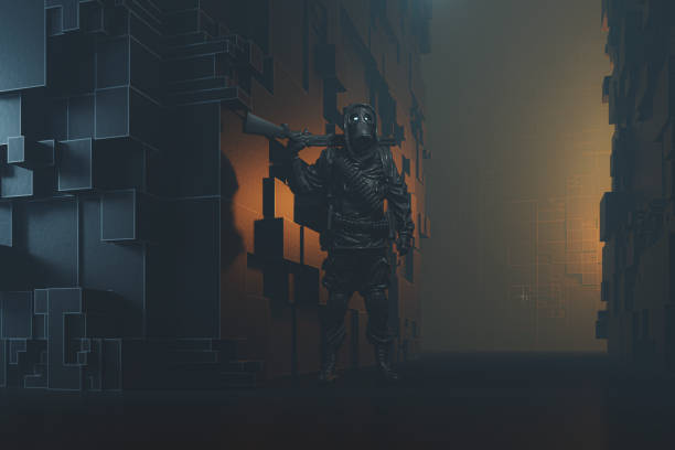 Apocalypse street with mercenary stalker