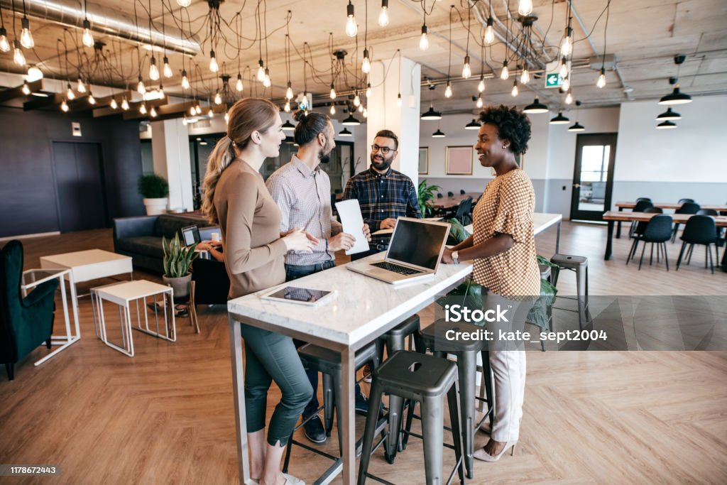 THE BUILDING BLOCKS OF TRUST Business people in the office Flexibility Stock Photo