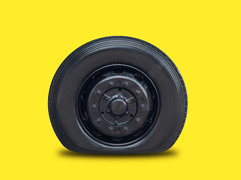 Wheels, tires, flat tires, accident, unexpected things Isolated from background clipingpart