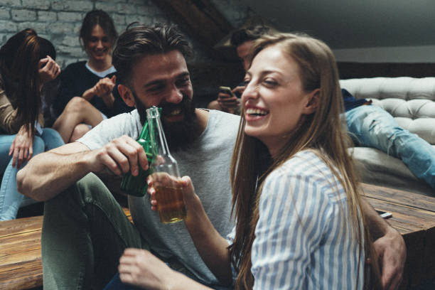 istock Guy talking jokes to his girlfriend 1178673512