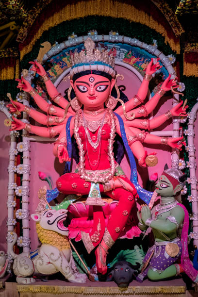 istock Idol of Goddess Devi Durga at a decorated puja pandal in Kolkata, India 1178687146