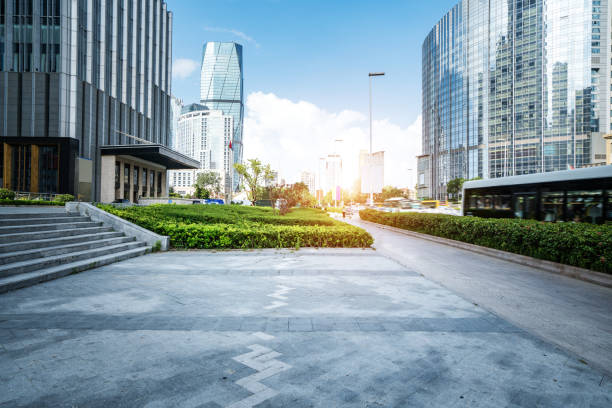istock Empty floor and modern office building ,qingdao,china 1178689724