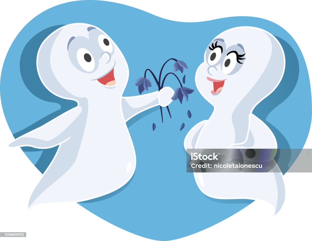 Funny Ghost Receiving Dried Flowers From Boyfriend Stock Illustration -  Download Image Now - Ghost, Valentine's Day - Holiday, Spooky - iStock