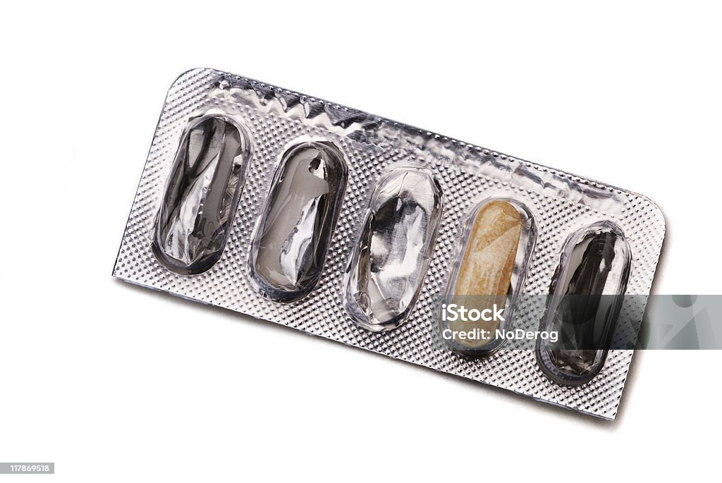 Pill pacote em papel alumínio - Foto de stock de Alimentação Saudável royalty-free