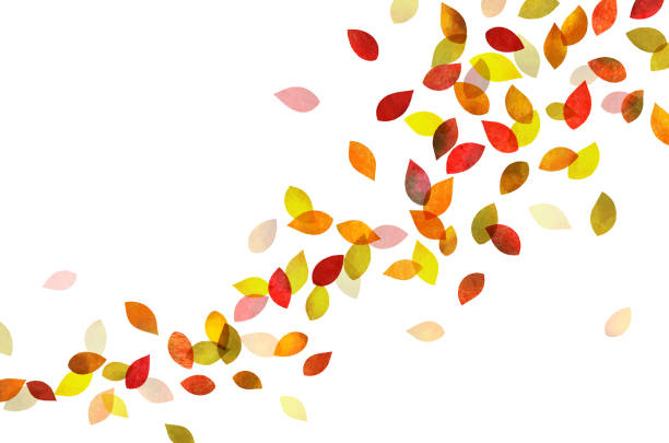 ilustrações de stock, clip art, desenhos animados e ícones de autumn leaves dancing (watercolor pencil texture) - folha vermelha ilustrações