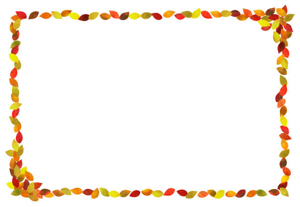 ilustraciones, imágenes clip art, dibujos animados e iconos de stock de hojas de otoño marco (textura de lápiz de acuarela) - autumn leaf white background land