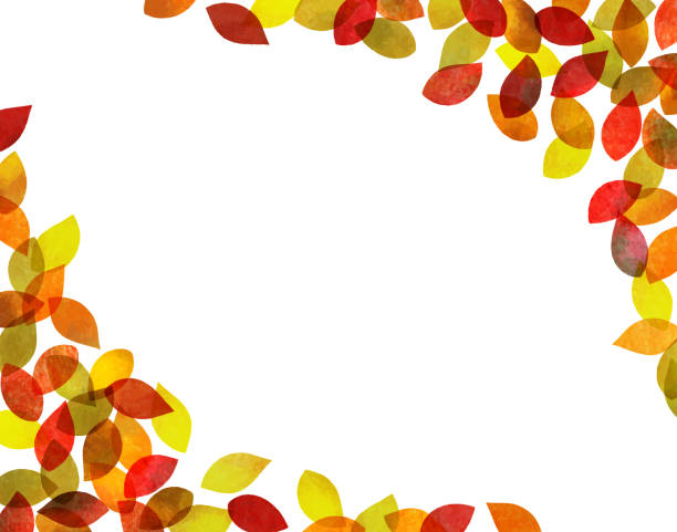 ilustrações de stock, clip art, desenhos animados e ícones de autumn leaves frame (watercolor pencil texture) - autumn leaf white background land