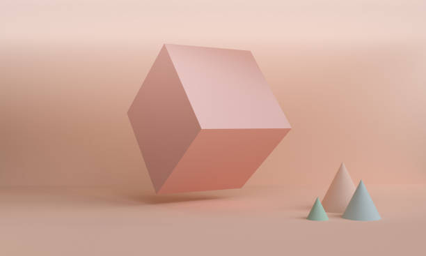istock Minimalist Geometric shape colorful scene, 3d rendering. 1178701427