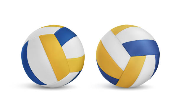 ilustrações de stock, clip art, desenhos animados e ícones de volleyball balls set isolated on white background - beach volleying ball playing