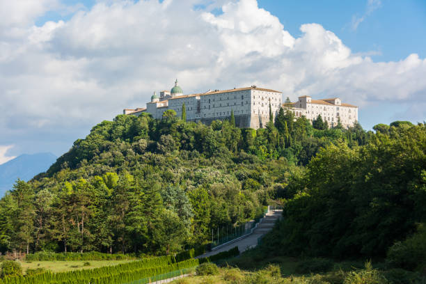 Montecassino abbey, italy, rebuilding after second world war Montecassino abbey, italy, rebuilding after second world war abbey stock pictures, royalty-free photos & images