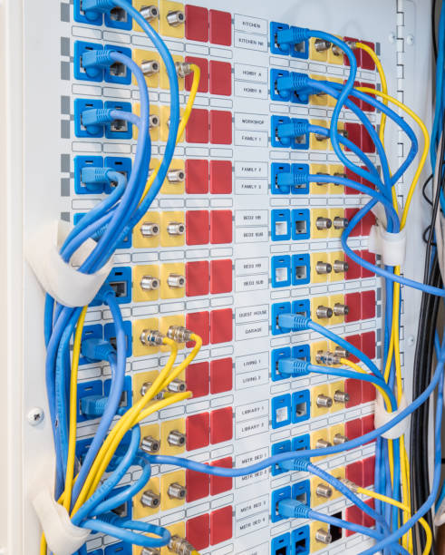 Ethernet home wiring panel Ethernet home wiring panel network server room stock pictures, royalty-free photos & images