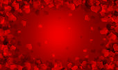 Festive red background, Valentine's day, romantic, red hearts, love, wedding, gradient, blur, bright, hearts frame, bokeh