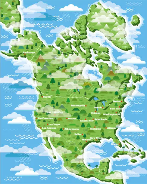 Vector illustration of North America big map illustration