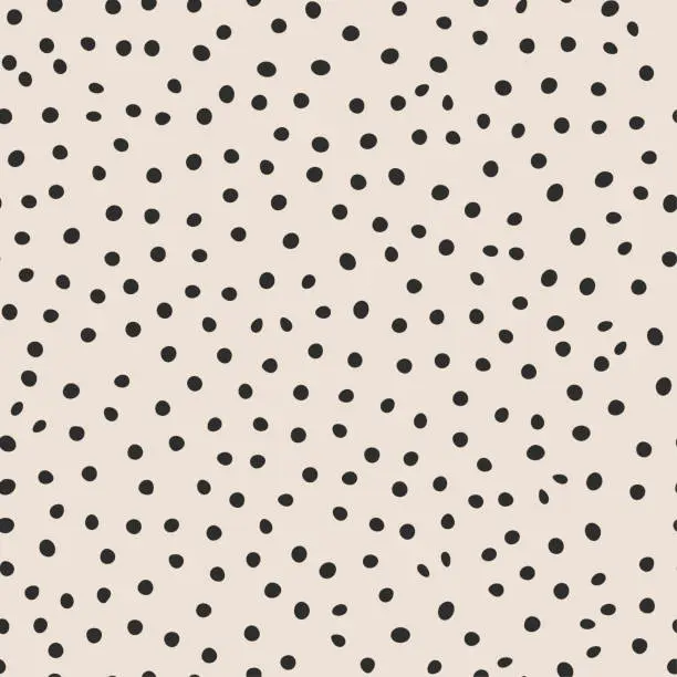 Vector illustration of Seamless vector monochrome pattern. Chaotic black dot elements background. For fabric, textile, wrapping, cover etc. 10 eps design.