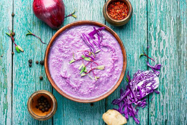 Red cabbage soup stock photo