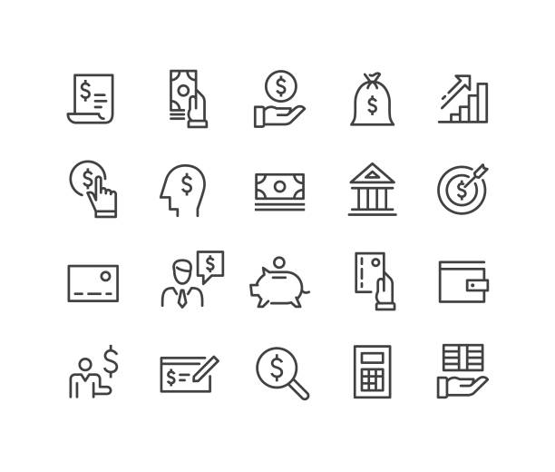 Finance and Money Icons - Classic Line Series Finance, Money, tax icons stock illustrations