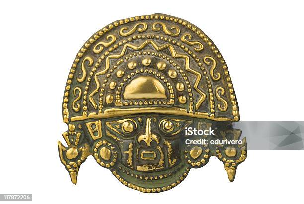 Peruvian Ancient Ceremonial Mask Stock Photo - Download Image Now - Inca, Gold - Metal, Gold Colored