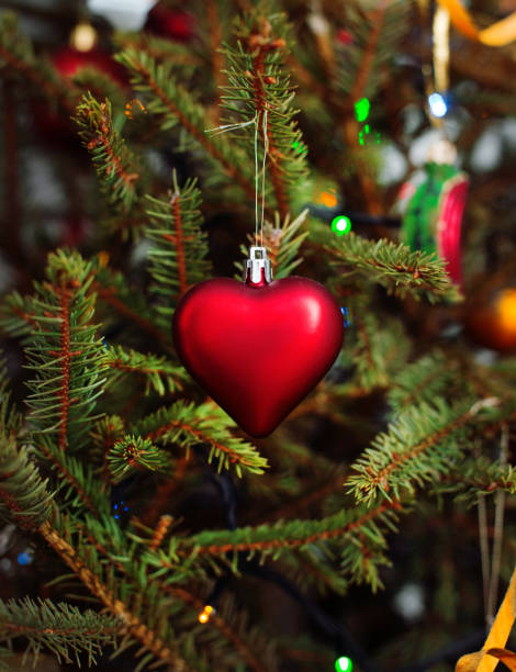 istock heart shaped christmas toy on spruce branch 1178724093