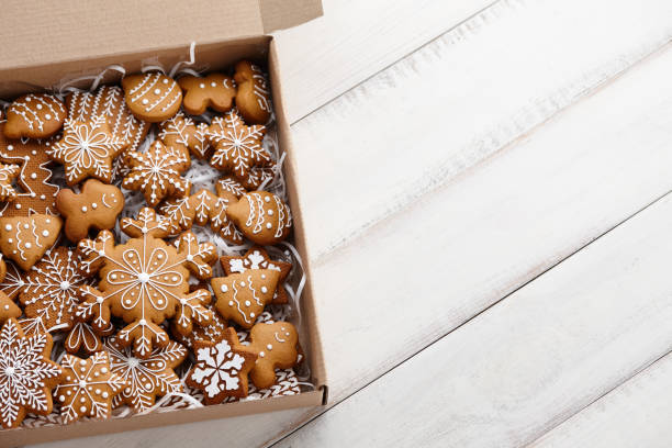 istock Christmas gingerbread cookies in cardboard box 1178725463