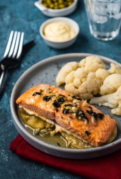 istock Solomon fillet with pineapple and cauliflower. Fish with vegetables. 1178726446