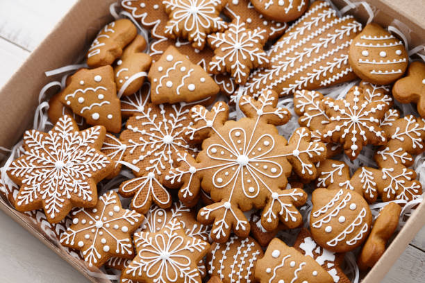 istock Christmas gingerbread cookies in cardboard box 1178726554