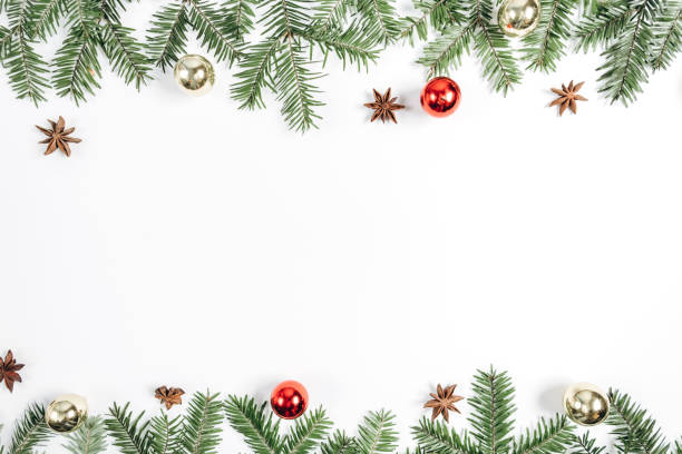 istock Christmas handmade gift boxes decorated with craft paper and branchon white background. Christmas, winter, new year concept. Flat lay, top view, copy space 1178726558