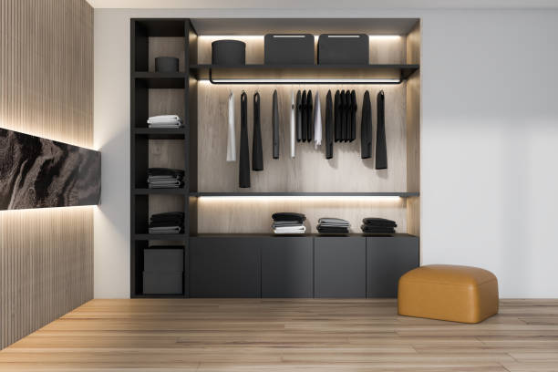 istock Modern white bedroom interior with wardrobe 1178727685