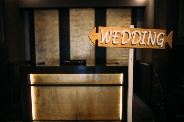 istock Wedding decor. Wooden plaque with the inscription Wedding 1178728162