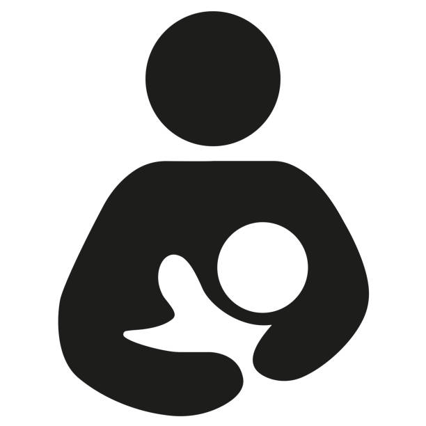 czarna ikona karmienia piersią izolowana ikona - baby stock illustrations