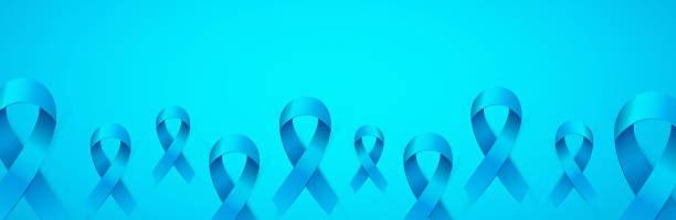 ilustrações de stock, clip art, desenhos animados e ícones de november prostate cancer awareness month banner with blue realistic ribbon. - abstract backgrounds bow greeting card