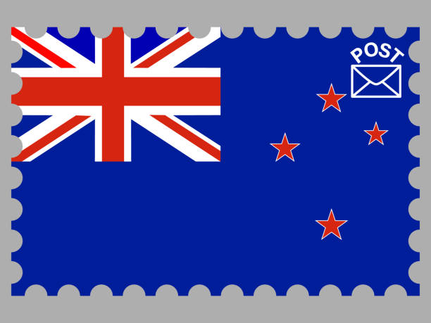 istock New Zealand National flag inside Postage stamp. isolated on background. original colors and proportion. Creative vector illustration, from countries set, for postcards, logo, letter 1178737716