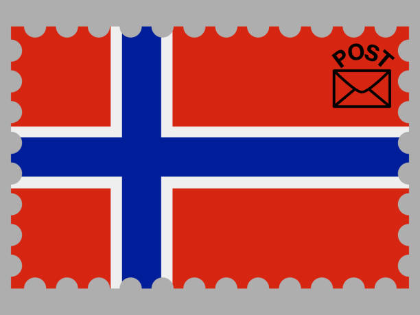 istock Norway National flag inside Postage stamp. isolated on background. original colors and proportion. Creative vector illustration, from countries set, for postcards, logo, letter 1178737730