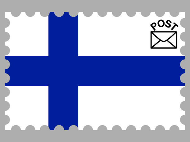 istock Finland National flag inside Postage stamp. isolated on background. original colors and proportion. Creative vector illustration, from countries set, for postcards, logo, letter 1178737972