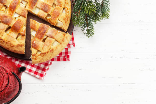 istock Christmas holiday greeting card with apple pie 1178738016
