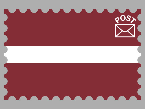 istock Latvia National flag inside Postage stamp. isolated on background. original colors and proportion. Creative vector illustration, from countries set, for postcards, logo, letter 1178738147