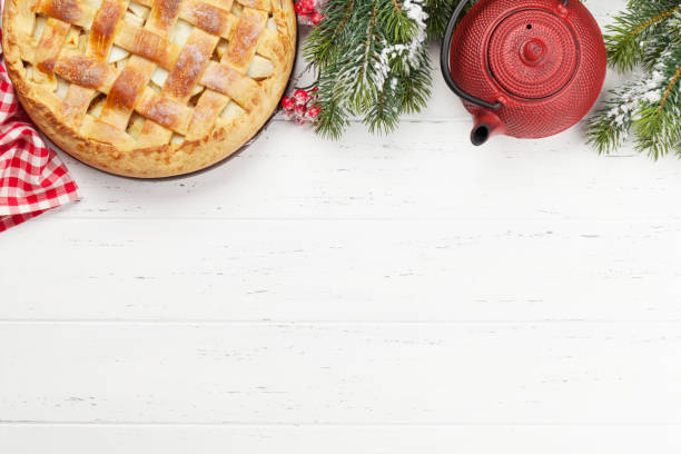 istock Christmas holiday greeting card with apple pie 1178738231