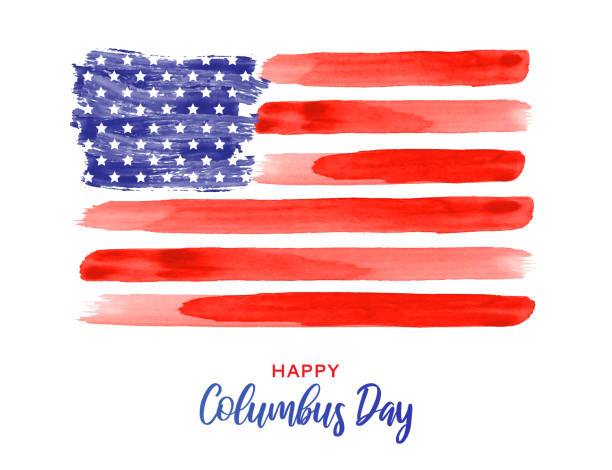 Columbus Day poster with USA watercolor flag. Vector Columbus Day poster with USA watercolor flag. Vector illustration. EPS10 columbus day stock illustrations