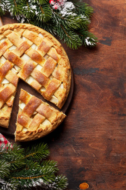 istock Christmas holiday greeting card with apple pie 1178738605