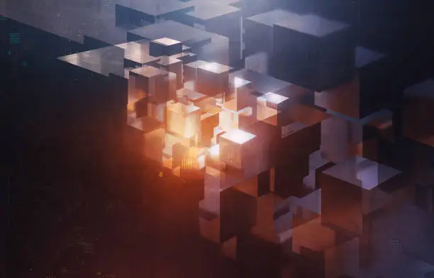 Photo of Abstract Sci-fi background with 3D cubes formation