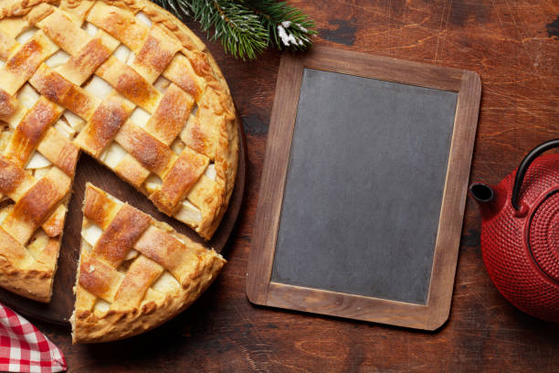 istock Christmas holiday greeting card with apple pie 1178739641