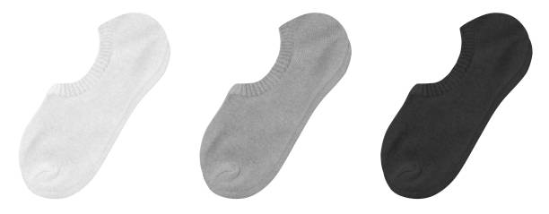 istock Set of short socks white, gray, black, isolated on white background, footsteps 1178740195