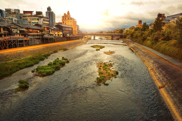 View to river Kamo Sunset in Kyoto