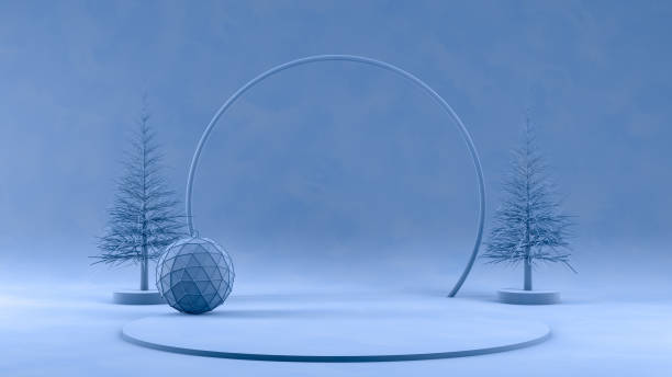 istock 3D Empty Product Stand, Platform on blue background, Christmas Concept 1178742813