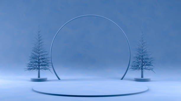 istock 3D Empty Product Stand, Platform on blue background, Christmas Concept 1178742859
