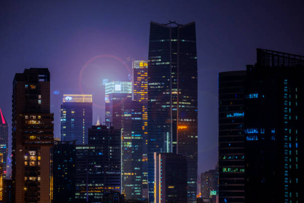 chiny, dobrobyt, szanghaj, scena nocna, urok - travel urban scene blurred motion shanghai zdjęcia i obrazy z banku zdjęć