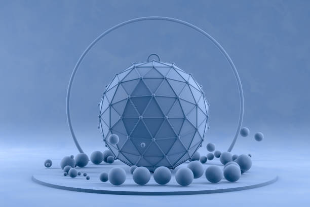 istock 3D Minimal Christmas Concept, Christmas Ball on Blue Background 1178743999