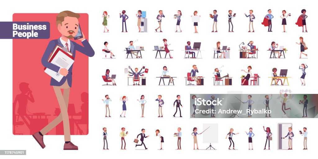 Business people big bundle character set - Royalty-free Personagens arte vetorial