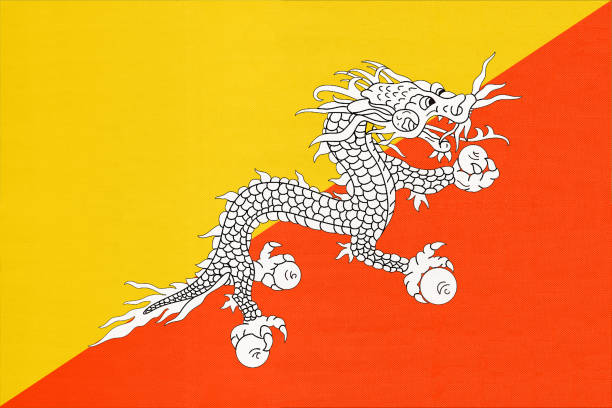 istock Butane national fabric flag, textile background. Asian state official sign. 1178747408