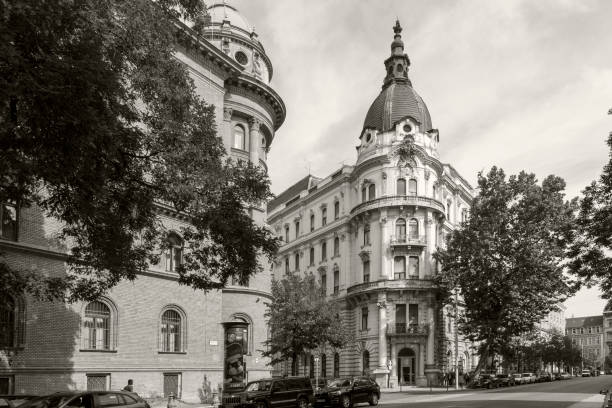 Budapest Hungary- Apr. 27, 2018: People - local and visitors - are walking in down-town in Budapest. About 2 million people live in the Budapest Metropolitan Area. It is the largest city in Hungary and the 9th largest in the EU.